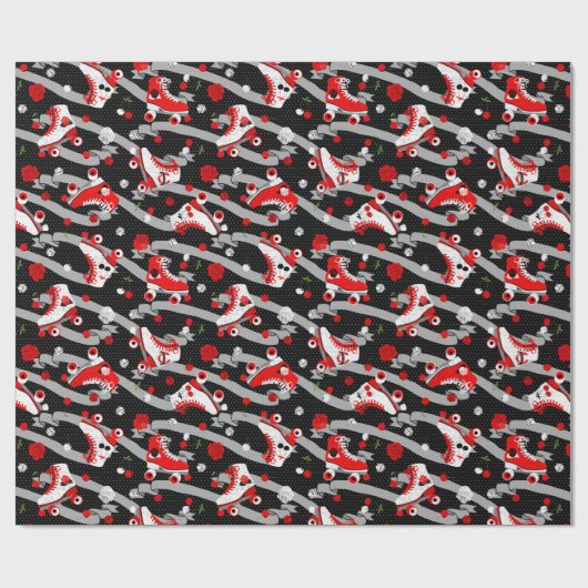 Rockabilly Retro Roller Skaten Geschenkpapier (Flach)