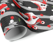 Rockabilly Retro Roller Skaten Geschenkpapier (Rolleneckpunkt)