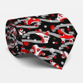Rockabilly Retro Roller Skaten Muster Krawatte (Gerollt)