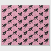 Rockabilly Rock and Roll Retro Black Poodles Pink Geschenkpapier (Flach)