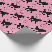 Rockabilly Rock and Roll Retro Black Poodles Pink Geschenkpapier (Ecke)