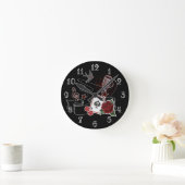 Rockabilly Rock & Roll Music Tattoo Microphone Runde Wanduhr (Zuhause)