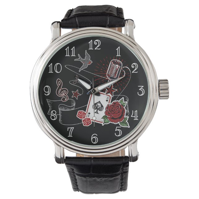 Rockabilly Rock & Roll Musik Armbanduhr (Vorderseite)