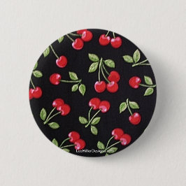 Rockabilly Rockabilly-Kirschen auf schwarzen Gesch Button