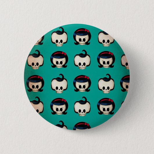 Rockabilly Schädel-Muster Button (Vorderseite)