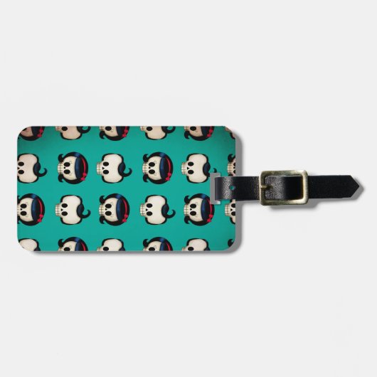 Rockabilly Schädel-Muster Gepäckanhänger (Vorderseite horizontal)