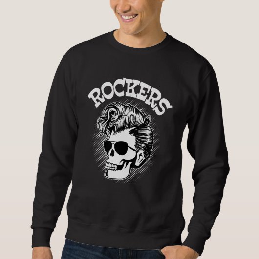 Rockabilly Skull Bekleidung Psychobild Rock and Ro Sweatshirt (Vorderseite)