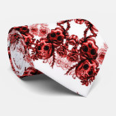 Rockabilly Skull & Rose Tattoo auf Pearl Satin Krawatte (Gerollt)