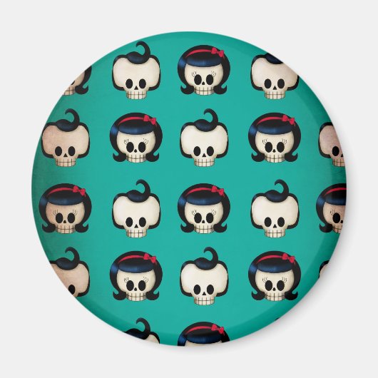 Rockabilly Skulls Pattern Magnet (Vorne)