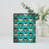 Rockabilly Skulls Pattern Postkarte (Stehend Vorderseite)