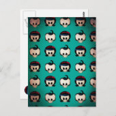 Rockabilly Skulls Pattern Postkarte (Vorne/Hinten)
