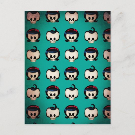 Rockabilly Skulls Pattern Postkarte (Vorderseite)
