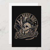 Rockabilly stirbt nie Barber Skull Rocker Einladung (Vorne/Hinten)