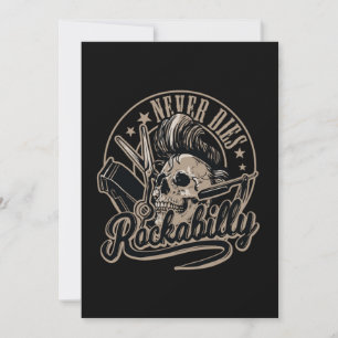 Rockabilly stirbt nie Barbier Totenkopf Rocker Einladung