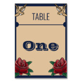 Rockabilly Tattoo Gothic Hochzeitsempfang Tischnummer (Vorderseite)