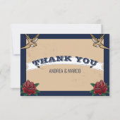 Rockabilly Tattoo Gothic Wedding Dankeskarte (Rückseite)