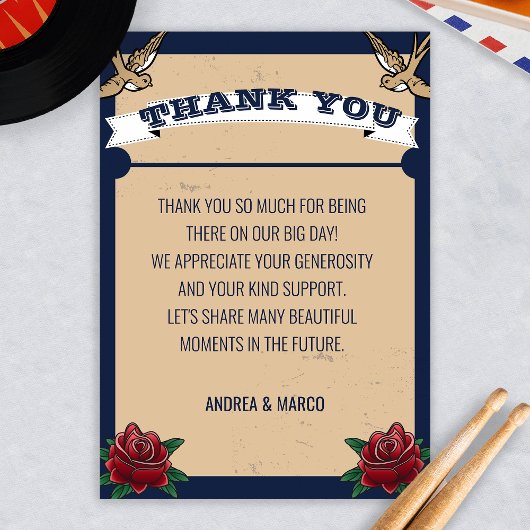 Rockabilly Tattoo Gothic Wedding Dankeskarte