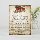 Rockabilly Tattoo Rose Rocker Hochzeit Einladungen (Stehend Vorderseite)