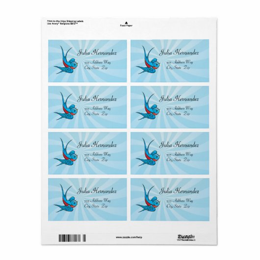 Rockabilly Tattoo Swallow Bird Labels (Vorne)
