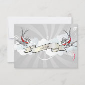 Rockabilly Tattoo Swallows UAWG Empfang card RSVP Karte (Vorderseite)