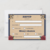 Rockabilly Ticket Rock and Roll Wedding RSVP Karte (Rückseite)