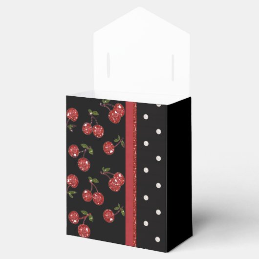 Rockabilly Very Cherry Cherries Black Gevor Box Geschenkschachtel (Geöffnet)