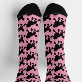 Rockabilly Vintag Black Poodles auf Pink Socken