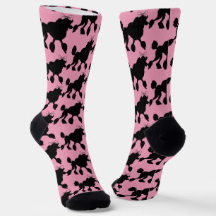 Rockabilly Vintag Black Poodles auf Pink Socken