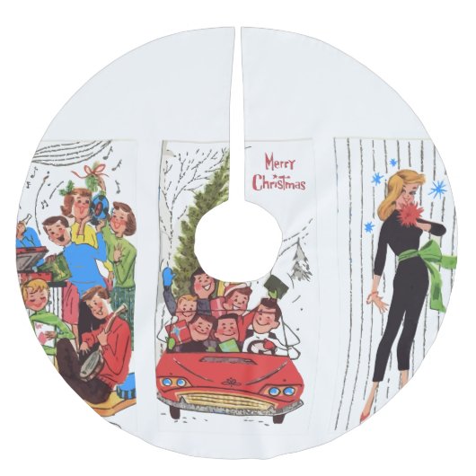 Rockabilly-Vintage-Weihnachtsbaum-Unterlage Polyester Weihnachtsbaumdecke (Vorderseite)