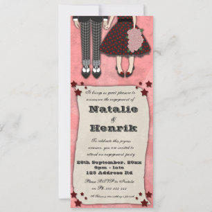 Rockabilly Wedding, 4x9,25 Verlobung Einladung