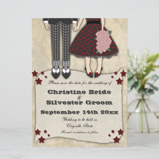 Rockabilly Wedding, 6.5x8.75 Save the Date (Stehend Vorderseite)