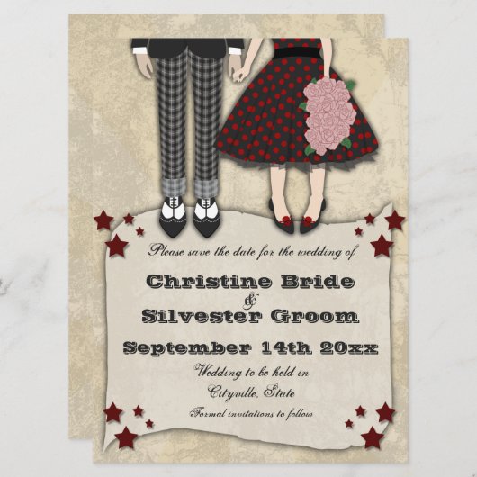 Rockabilly Wedding, 6.5x8.75 Save the Date (Vorne/Hinten)