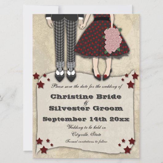 Rockabilly Wedding, 6.5x8.75 Save the Date (Vorderseite)
