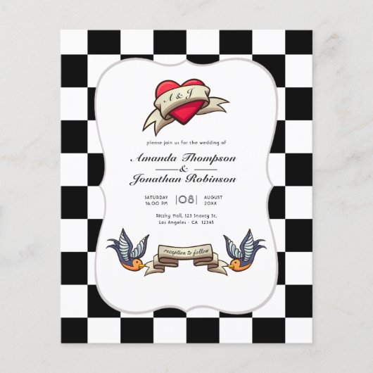 Rockabilly Wedding Einladung Flyer (Vorne)