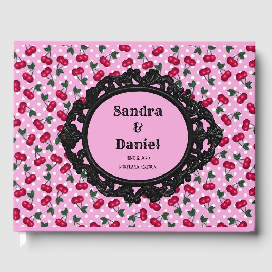 Rockabilly Wedding Guest Book Vintag Cherries Gästebuch (Vorderseite)
