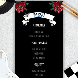 Rockabilly Wedding Menu in Schwarz und Weiß Menükarte