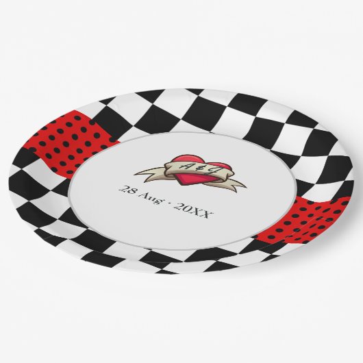 Rockabilly Wedding Pappteller (Schrägansicht)