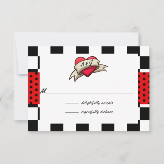 Rockabilly Wedding RSVP Karte (Vorderseite)
