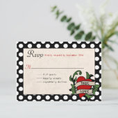 Rockabilly Wedding RSVP Karte (Stehend Vorderseite)