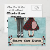 Rockabilly Wedding, Save the Date Ankündigungspostkarte (Vorne/Hinten)