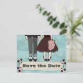 Rockabilly Wedding, Save the Date Ankündigungspostkarte (Stehend Vorderseite)