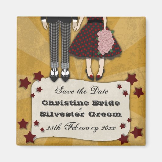 Rockabilly Wedding, Save the Date Magnet (Vorne)