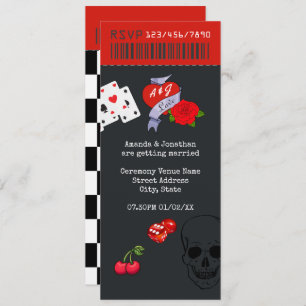 Rockabilly Wedding Ticket Einladung