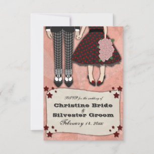 Rockabilly Wedding, uAwg RSVP Karte