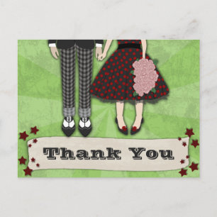 Rockabilly Wedding, vielen Dank Postkarte