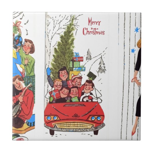 Rockabilly Weihnachten Fliese (Vorderseite)
