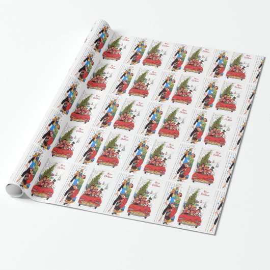 Rockabilly Weihnachten Geschenkpapier (Ungerollt)