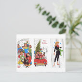 Rockabilly-Weihnachten im Vintage-Stil Feiertagspostkarte (Stehend Vorderseite)