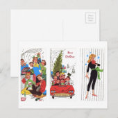Rockabilly-Weihnachten im Vintage-Stil Feiertagspostkarte (Vorne/Hinten)