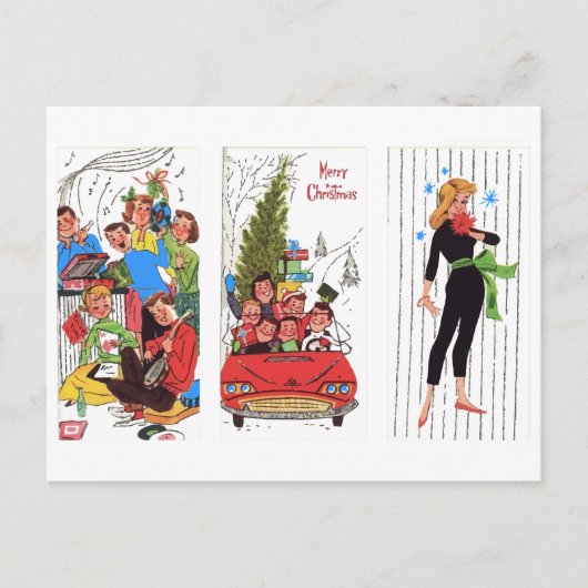 Rockabilly-Weihnachten im Vintage-Stil Feiertagspostkarte (Vorderseite)